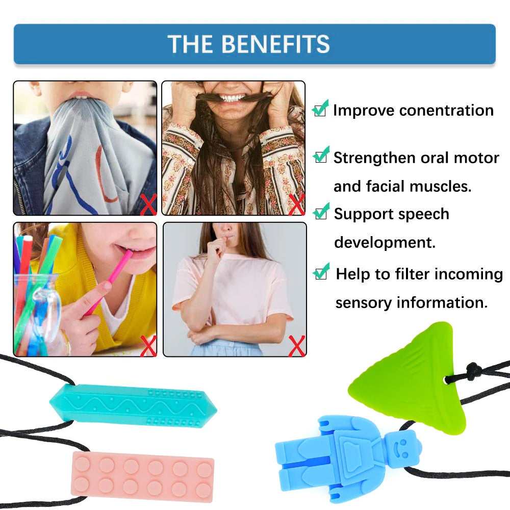 Sensory Chew Necklace for Kids (Set of 2) – Safe Oral Motor Aid